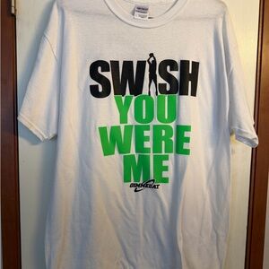 Gildan White Tee with Green and Black Graphic